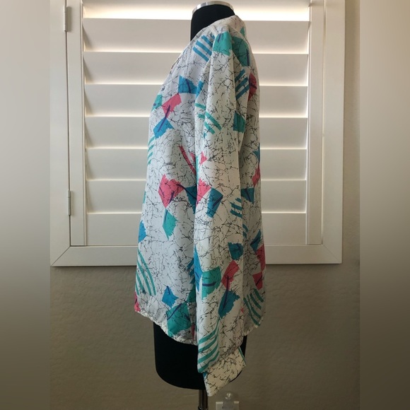 🐨2/$10 Vintage Donnkenny Long Sleeve Collared Polyester Button Up Blouse Sz 12 - Picture 7 of 12